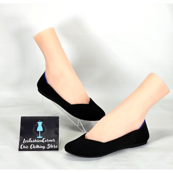 Rothy's  Womens Black and Electric Blue Signature Round Toe Flat Size 6.5 146 - Picture 6 of 16